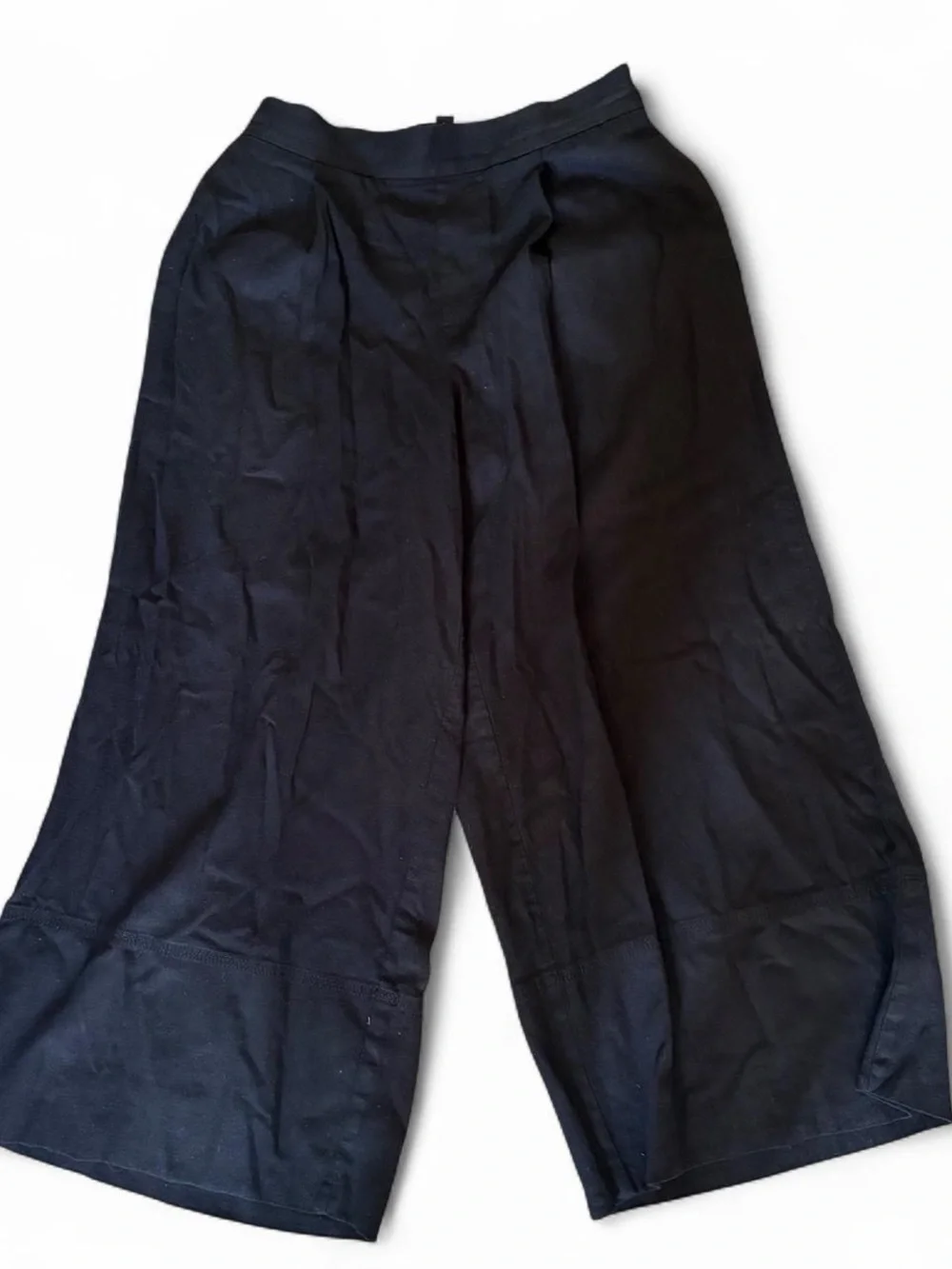 Banana Republic Wide Leg Linen Blend Cropped Pants Black XS